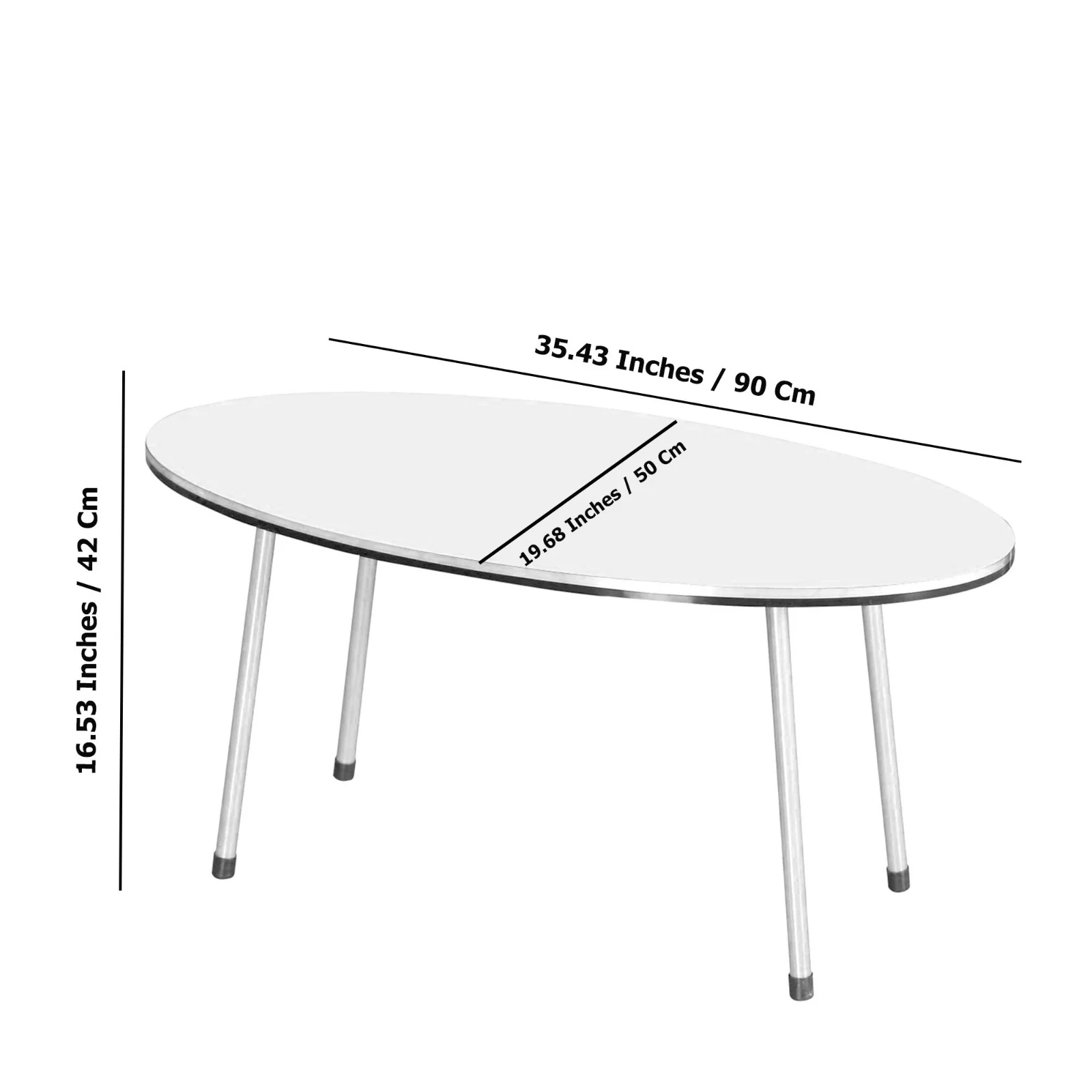 White Marble Print Oval Coffee Table with 3-Rod Metal Legs,Faux Marble Coffee Table with Silver Side Details, Modern Round Coffee Table for Living Room,Accent table,Center Table for Living Room