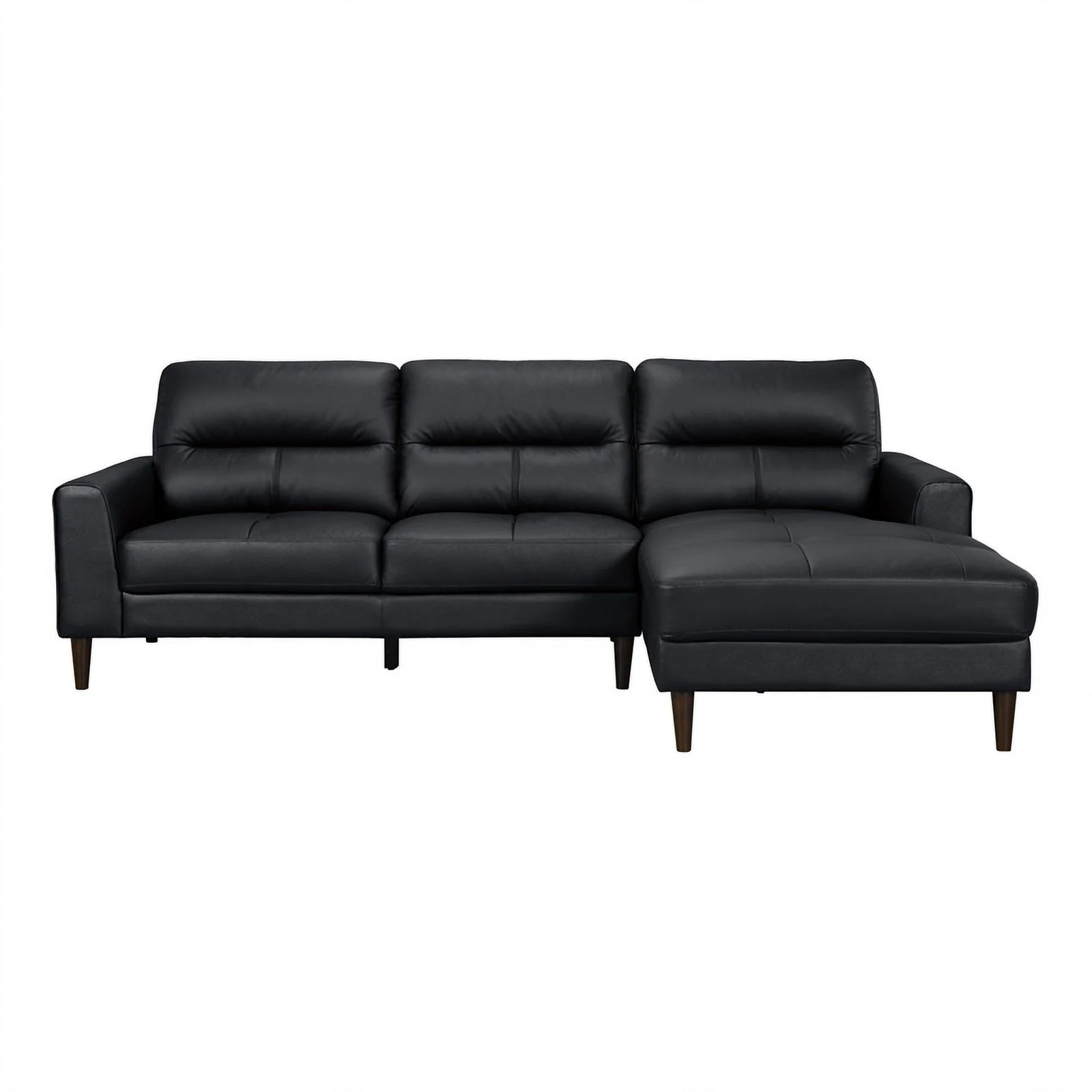 Lexicon Lewes 2-Piece Leather Match Sectional with Right Chaise in Black