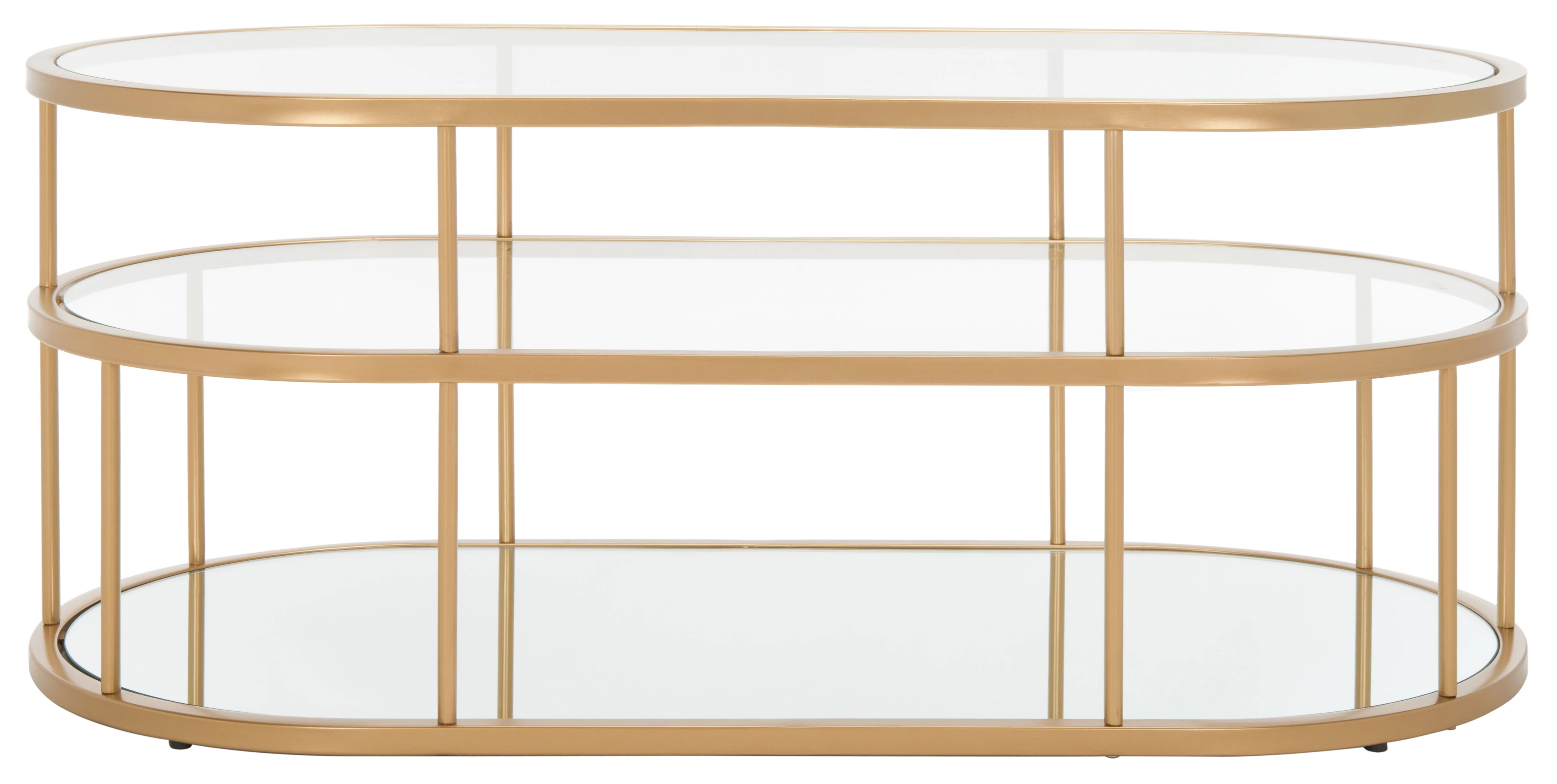 SAFAVIEH Layta Glam 3 Shelf Coffee Table, Gold/Glass