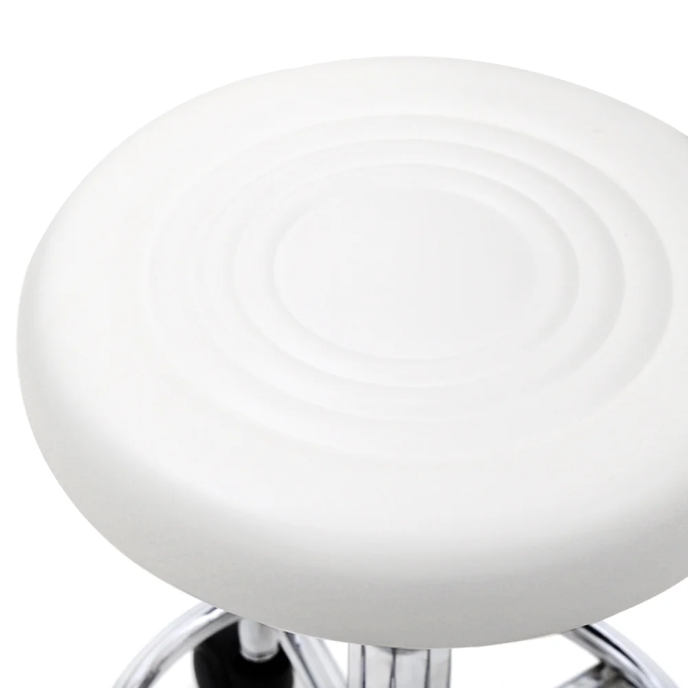 Tenozek 360 Swivel Bar Stool with Wheels Adjustable Armless Salon Stool Chairs with Back & PU Leather Seat White