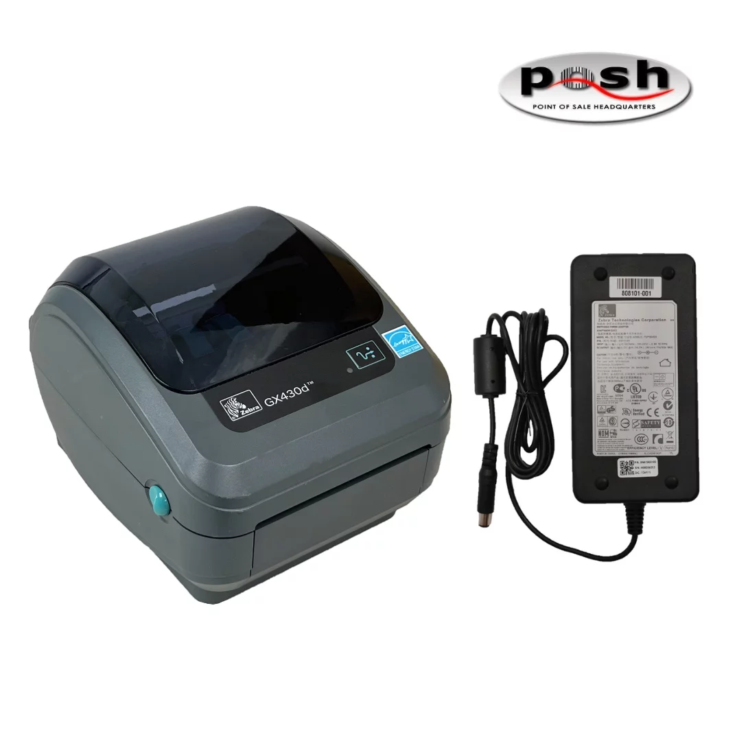 Zebra GX430d Direct Thermal Monochrome Desktop Label Printer - W/ Power Supply