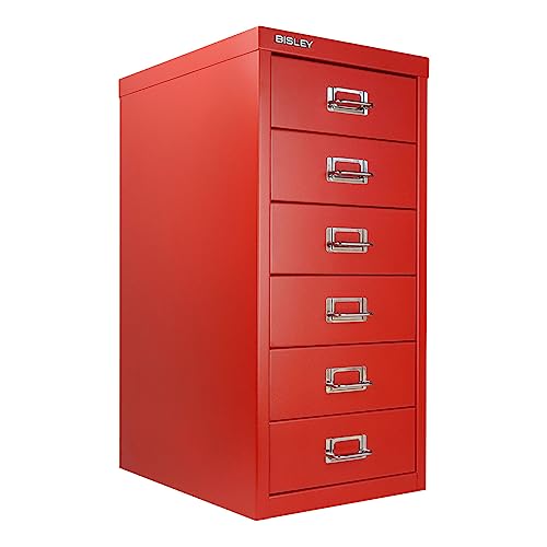 Bisley 10-Drawer Steel MultiDrawer Cabinet - Black, Chrome Pull Handles with Label Holders, Powder-Coated Steel, Removable Drawers, Fits Under Most Desks, Labels Included