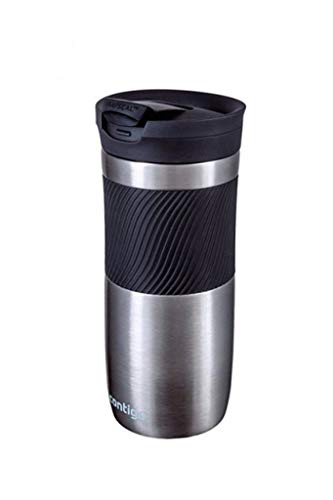 Contigo Byron Snapseal Travel Mug, Stainless Steel Thermal Mug, Vacuum Flask, Leakproof Tumbler, Coffee Mug with BPA Free Easy-Clean Lid, 590 ml, Black