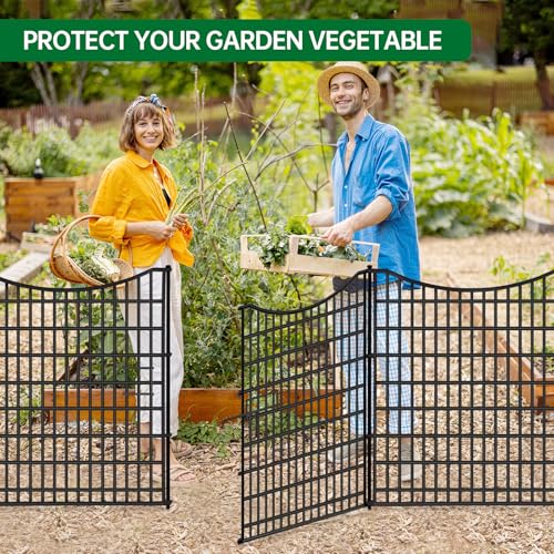18 Panels No Dig Decorative Fence with Gate, 33 in(H) X 40.5 ft(L) Tall Garden Fence Animal Barrier, Rustproof Metal Wire Edging Border, Temporary Dog Fencing for Outdoor, Yard, Patio