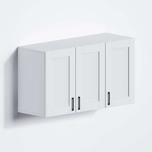 White Laundry Room Cabinets and Storage with 4 Doors and Utility Adjustable Shelf，Gabinetes Para Cocina Cupboard Kitchen Organizers and Storage Pantry Wall Mounted 12.4