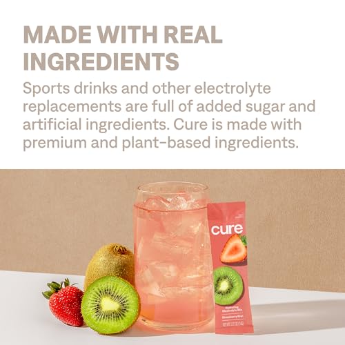 Cure Hydration | Plant-Based Electrolyte Drink Mix | No Added Sugar | FSA & HSA | Dehydration Relief Powder Made with Coconut Water | Non-GMO | Vegan | 28 Servings Jar - Berry Pomegranate