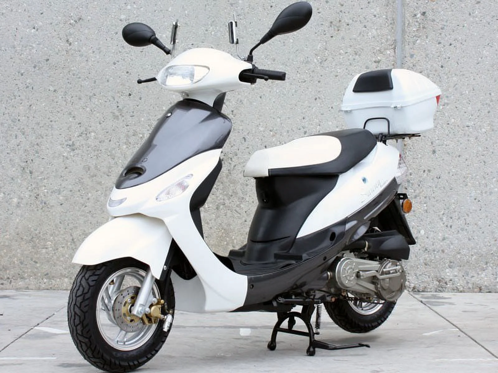 White TAOTAO ATM50-A1 50cc Moped Scooter with 10