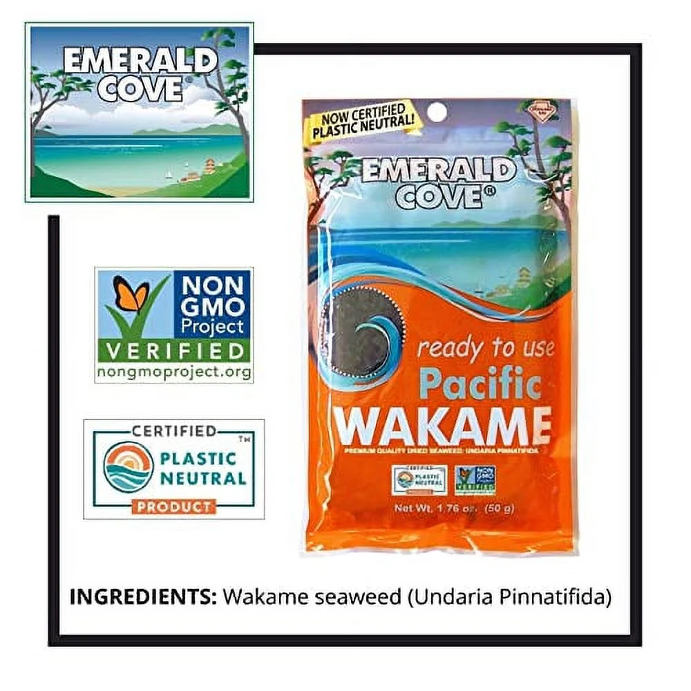 Emerald Cove Silver Grade Wakame (Dried Seaweed), 1.76-Ounce Bags (Pack of 6)