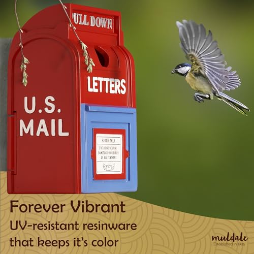 Muldale American Mailbox Birdhouse – Colorful Resin, Weather-Resistant, Easy to Clean – 9