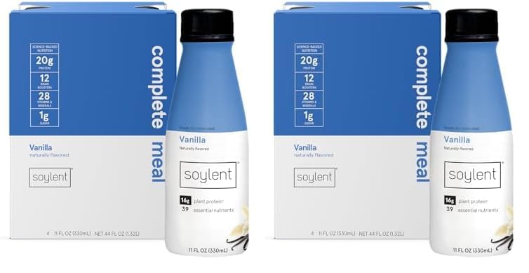 Soylent Complete Meal Replacement Shake, Gingerbread, 16g Complete Protein, Ready-to-Drink Plant Based Protein Drink, 1g Sugar, 11oz (12 Pack)