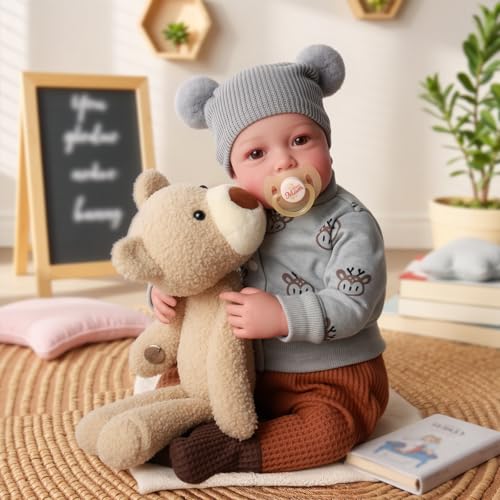 BABESIDE Lifelike Reborn Baby Dolls Boy, 20 Inch Realistic Doll for Boy Newborn Real Life Poseable Soft Vinyl and Cloth Body Baby Dolls with Clothes and Toy Gift for Kids Age 3+