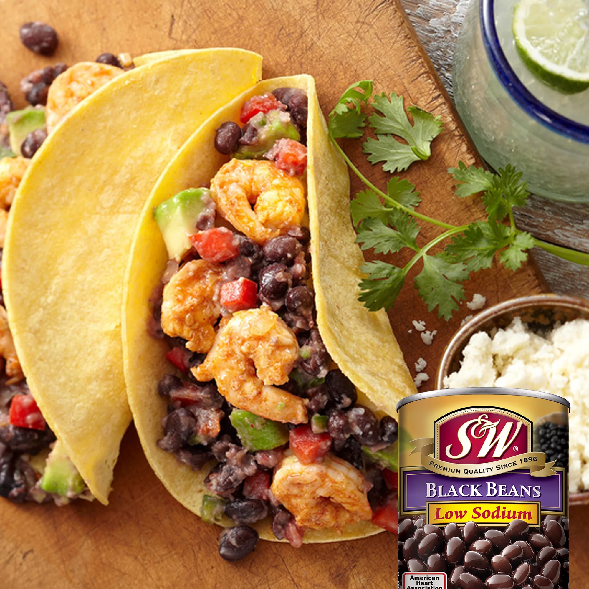 (12 Pack) S&W - Low Sodium Canned Black Beans, 15 Ounce Can