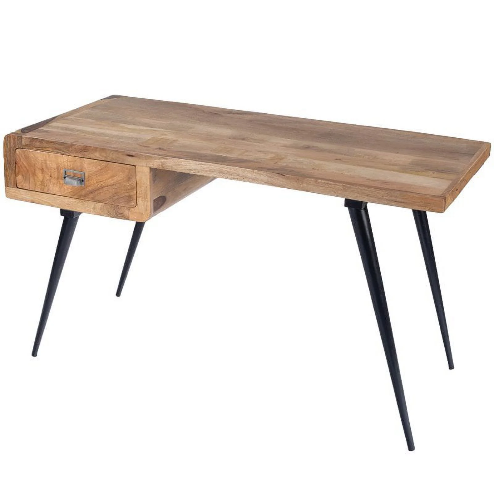 Beaumont Lane Rustic Industrial Natural Wood and Metal Desk in Brown