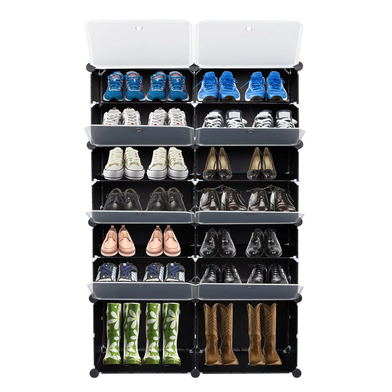 Winado Portable Shoe Storage Organzier Tower, Modular Cabinet for Space Saving, Ideal Shoe Rack for Shoes, Boots, Slippers Black