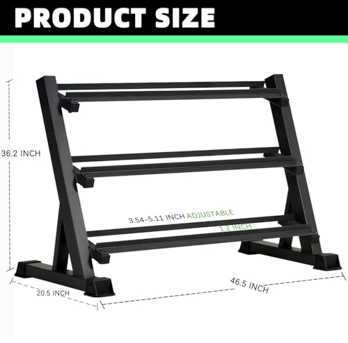 Heavy Duty Steel Dumbbell Rack for 5-50lb Adjustable Dumbbell Weight Storage 3-Tier Weight Stand Rack Home Gym Organizer 1100 LBS Weight Capacity