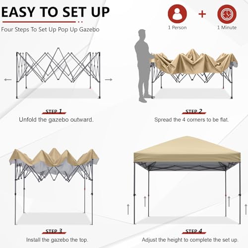 ABCCANOPY Pop Up Canopy - Outdoor Patio Portable Canopy Tent Heavy Duty for Backyard and Deck with 4 Sandbags(White, 10x10)