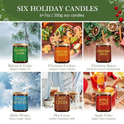 Christmas Candle Gift Set, 4 Pack 7 oz Soy Scented Candles for Home, Holiday & Birthday Gift for Women & Men, Includes Christmas Tree, Cookies, Spices & Apple Cider, Winter Holiday Home Decor