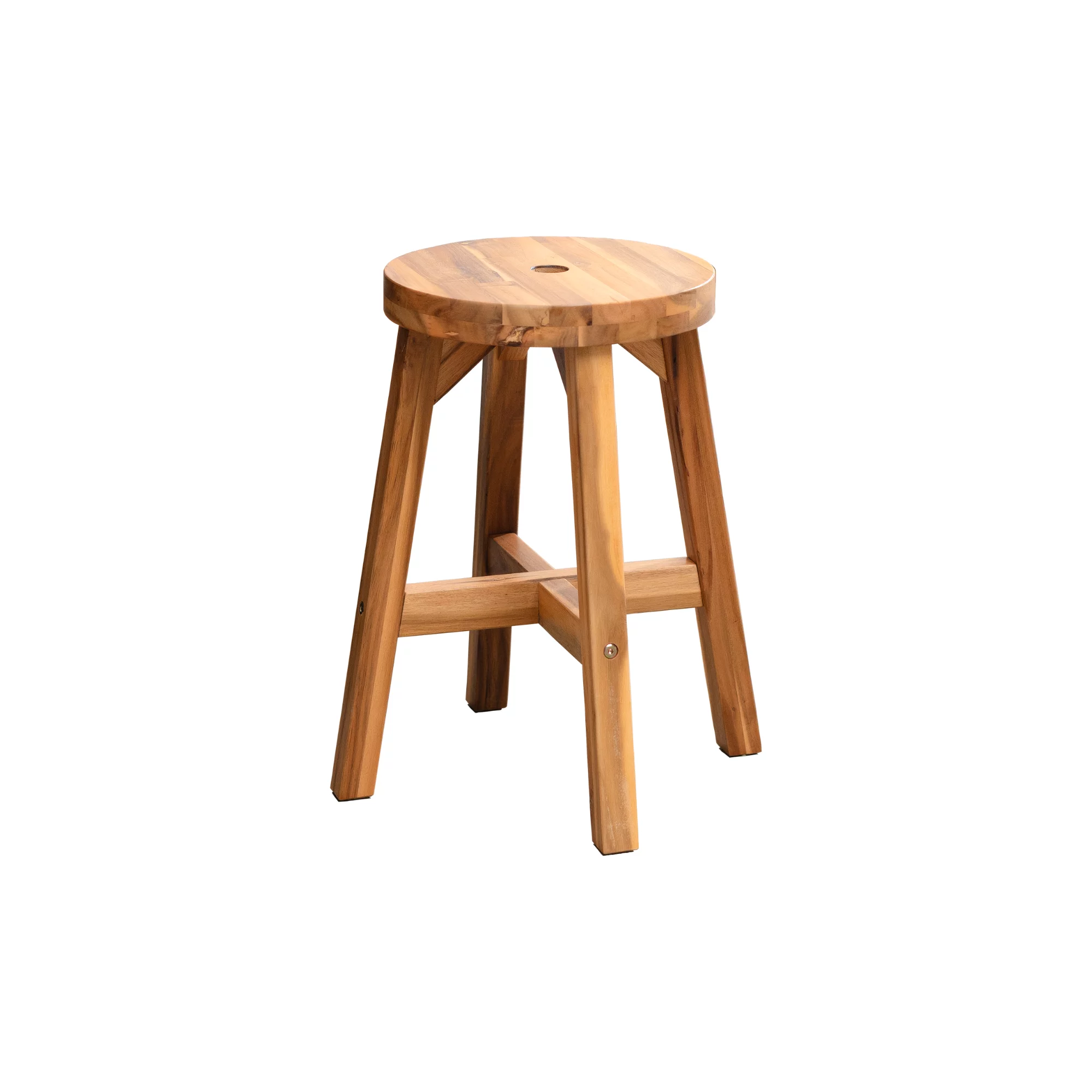 Acacia Wood Stool Round Top Chairs Best Ideas End Tables For Sofas Sub-stool for Living Room Bedside Strong Weight Capacity Upto 350 LBS Natural Color