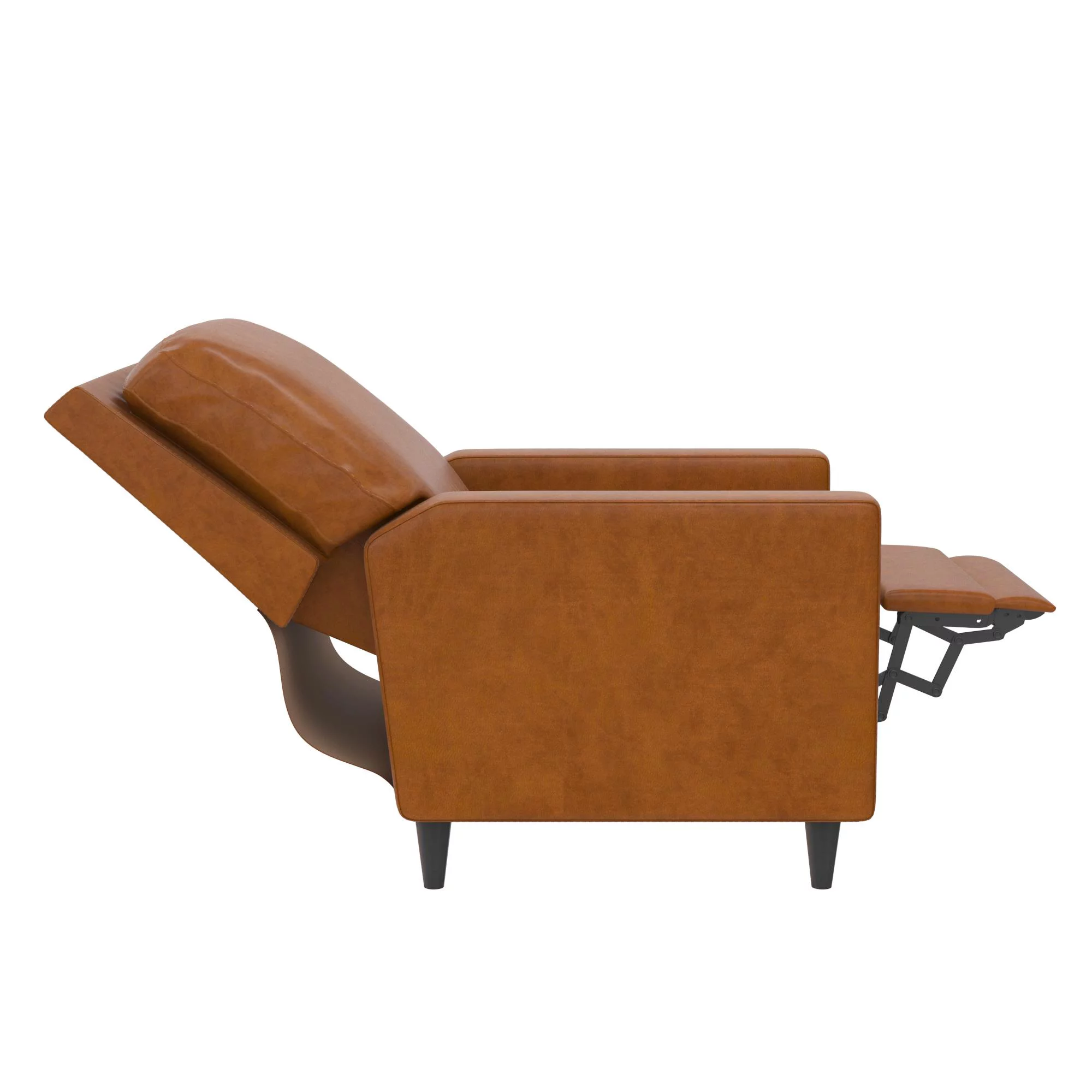 Novogratz Lana Pushback Recliner, Camel Faux Leather