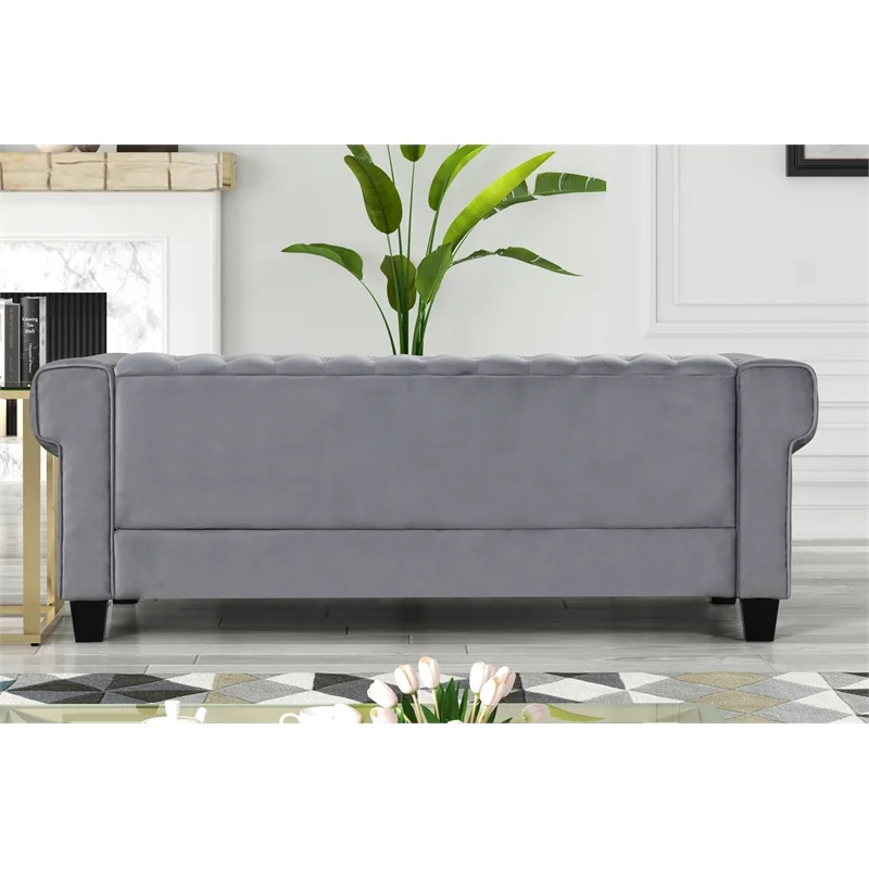 Rnfurnishings inc Arav 2-Piece Living Room Furniture Velvet fabric Set-Gray