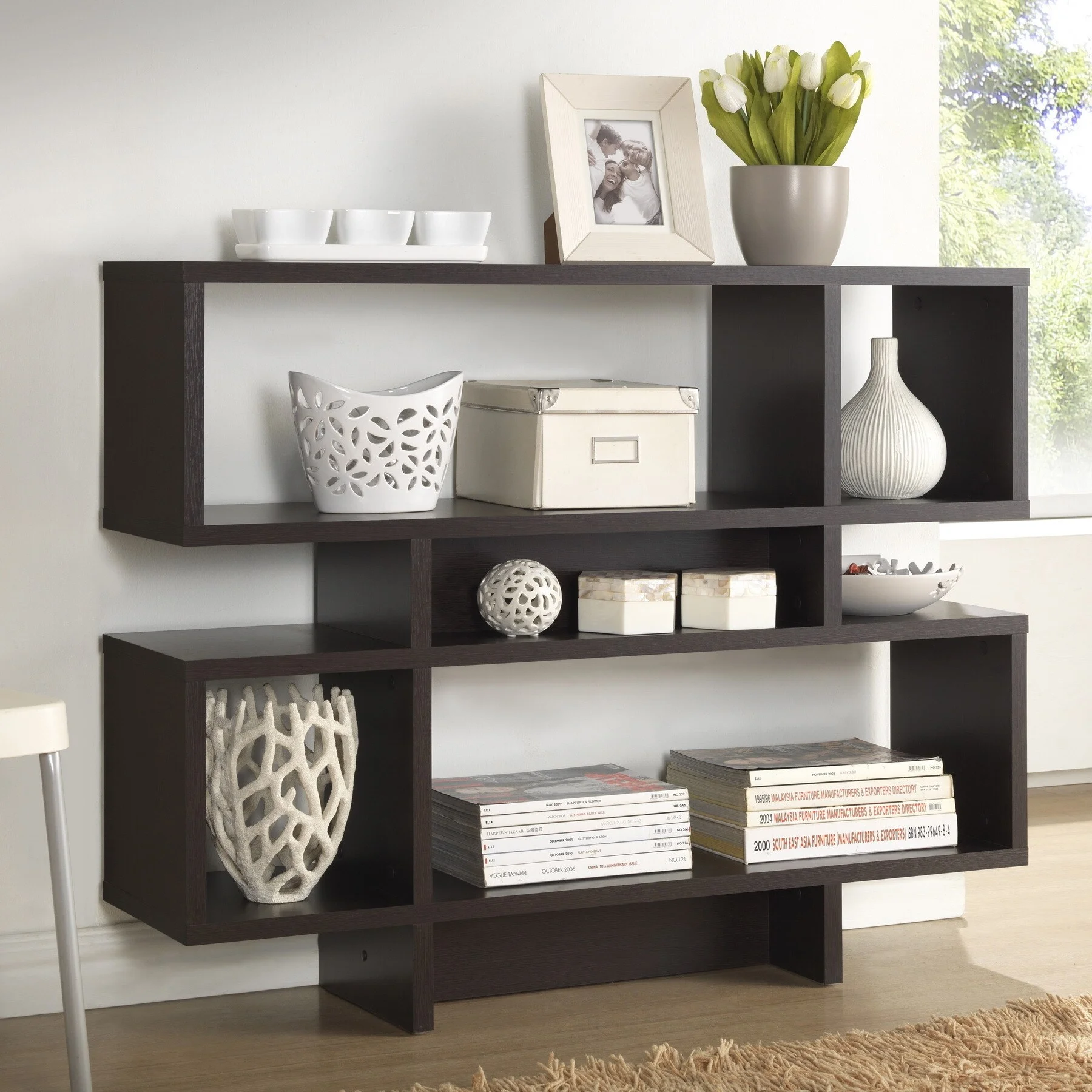 Porch & Den  Hanalei Dark Brown Modern Multiple Storage Shelf