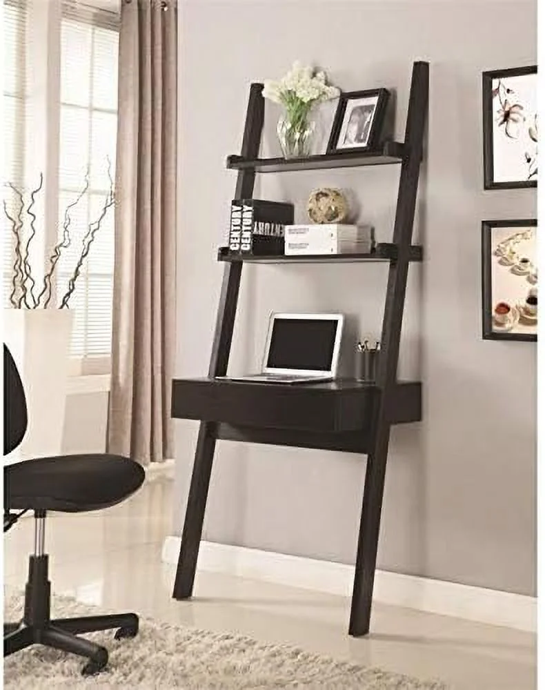 Wall Leaning Ladder Writing Desk In Cappuccino