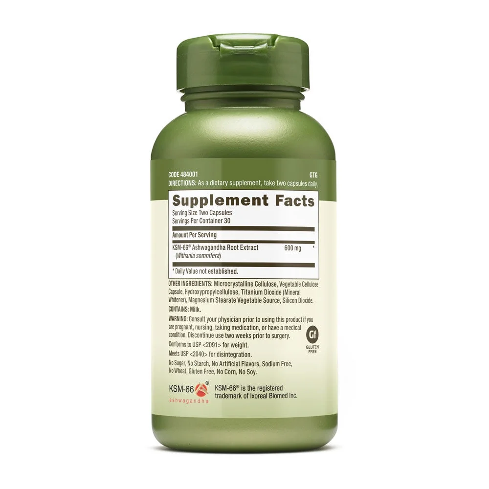 GNC Herbal Plus Ashwagandha 600mg, Stress Relief Support, 60 Capsules