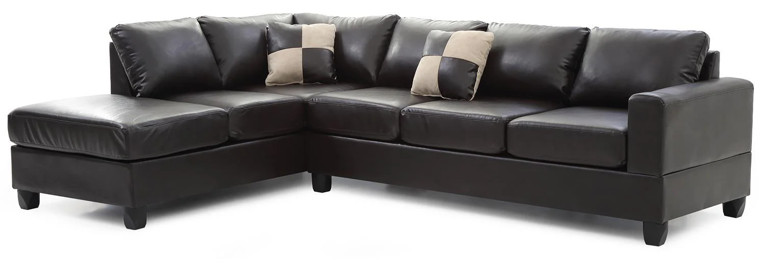 Passion Furniture Revere 2-Piece Sectional Sofa In Cappuccino PF-G305B-SC