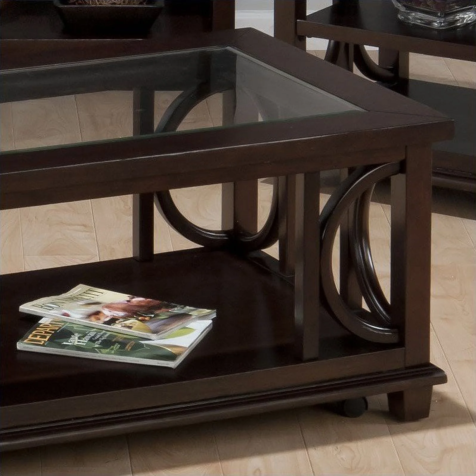 Jofran Panama Brown Contemporary Wood and Glass Coffee Table