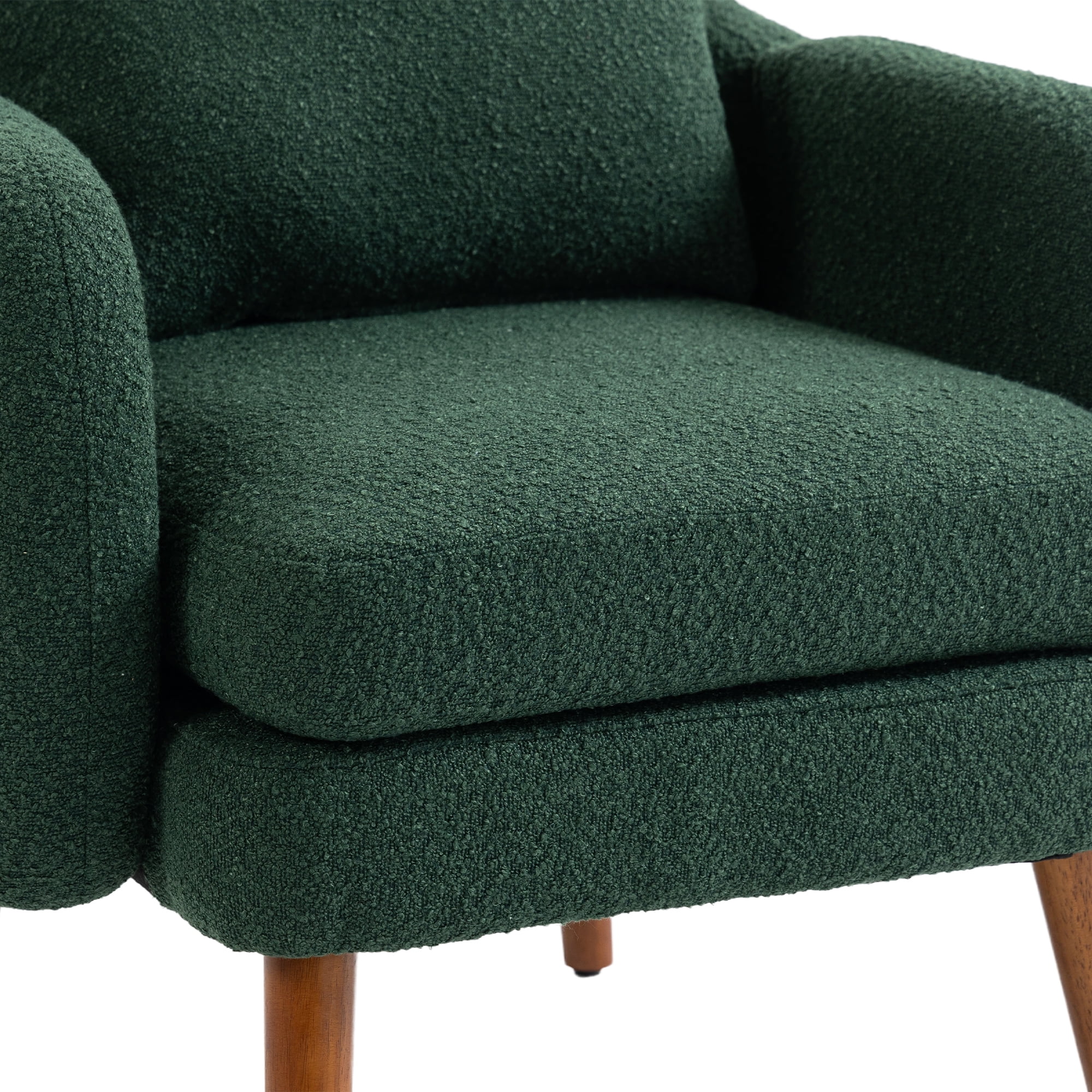 Dawn Whisper Wood Frame Armchair, Modern Accent Chair Lounge Chair for Living Room in Emerald