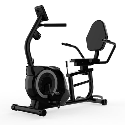 Recumbent Exercise Bike for Home Use, Quiet Recumbent Stationary Bikes for Adults & Seniors, 16-Level Resistance, Adjustable Seat, Supports 400LB, Pulse Sensors & LCD Display