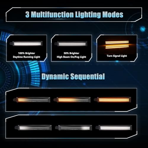 2 PCS Sequential Switchback LED Front Side Marker Headlight Daytime Running Light for Toyo-ta Tacoma 2012 2013 2014 2015 Replacement Front Bumper White Daytime Running Lamp Amber Led Light