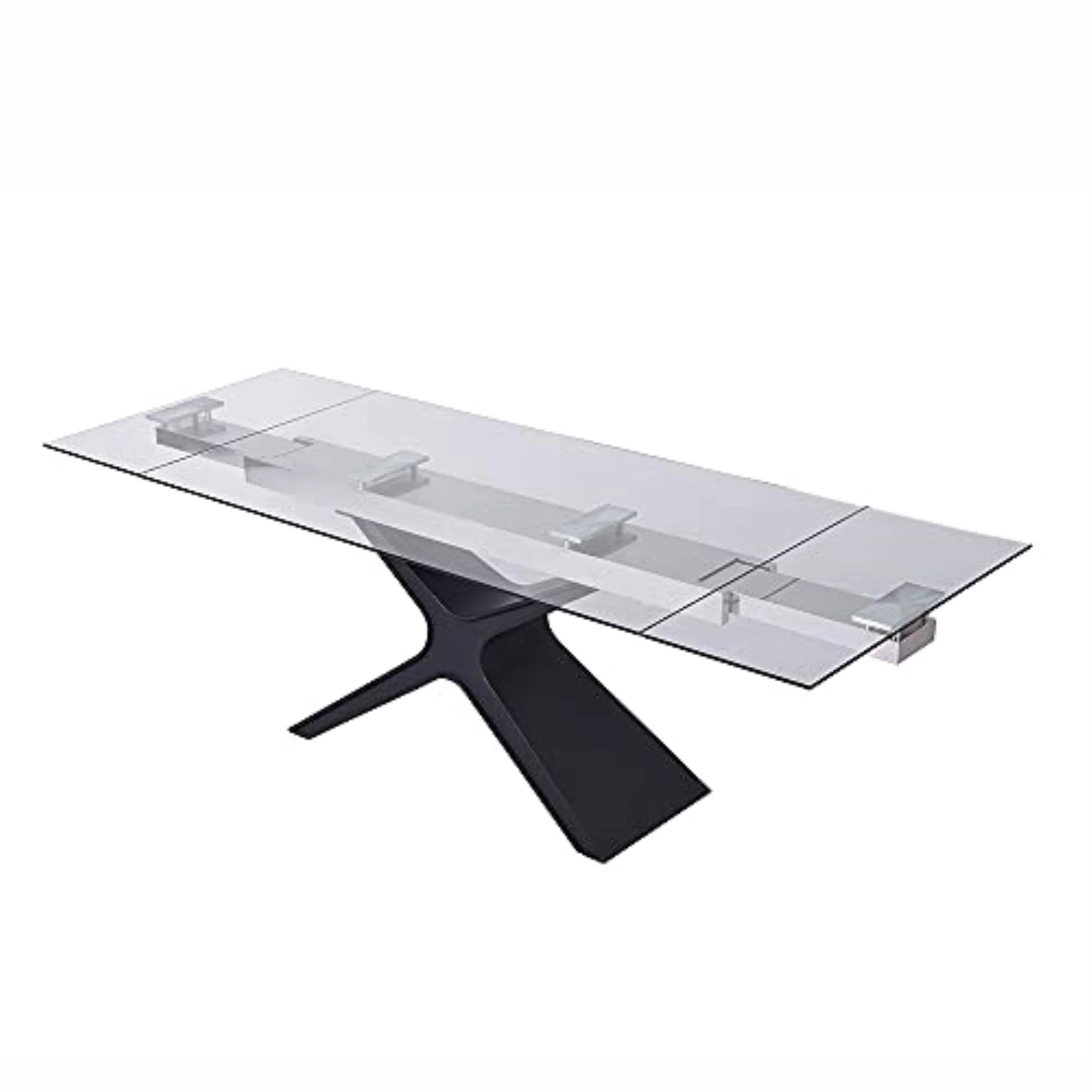 Whiteline West Tempered Clear Glass Extendable Dining Table DT1716-BLK