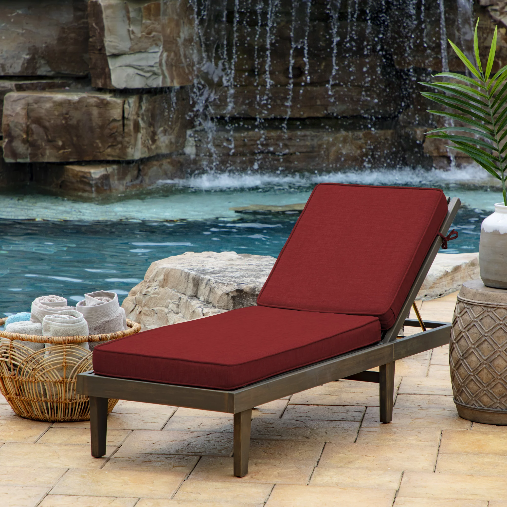 Arden Selections ProFoam 72 x 21 in Outdoor Chaise Cushion Cover, Ruby Red Leala
