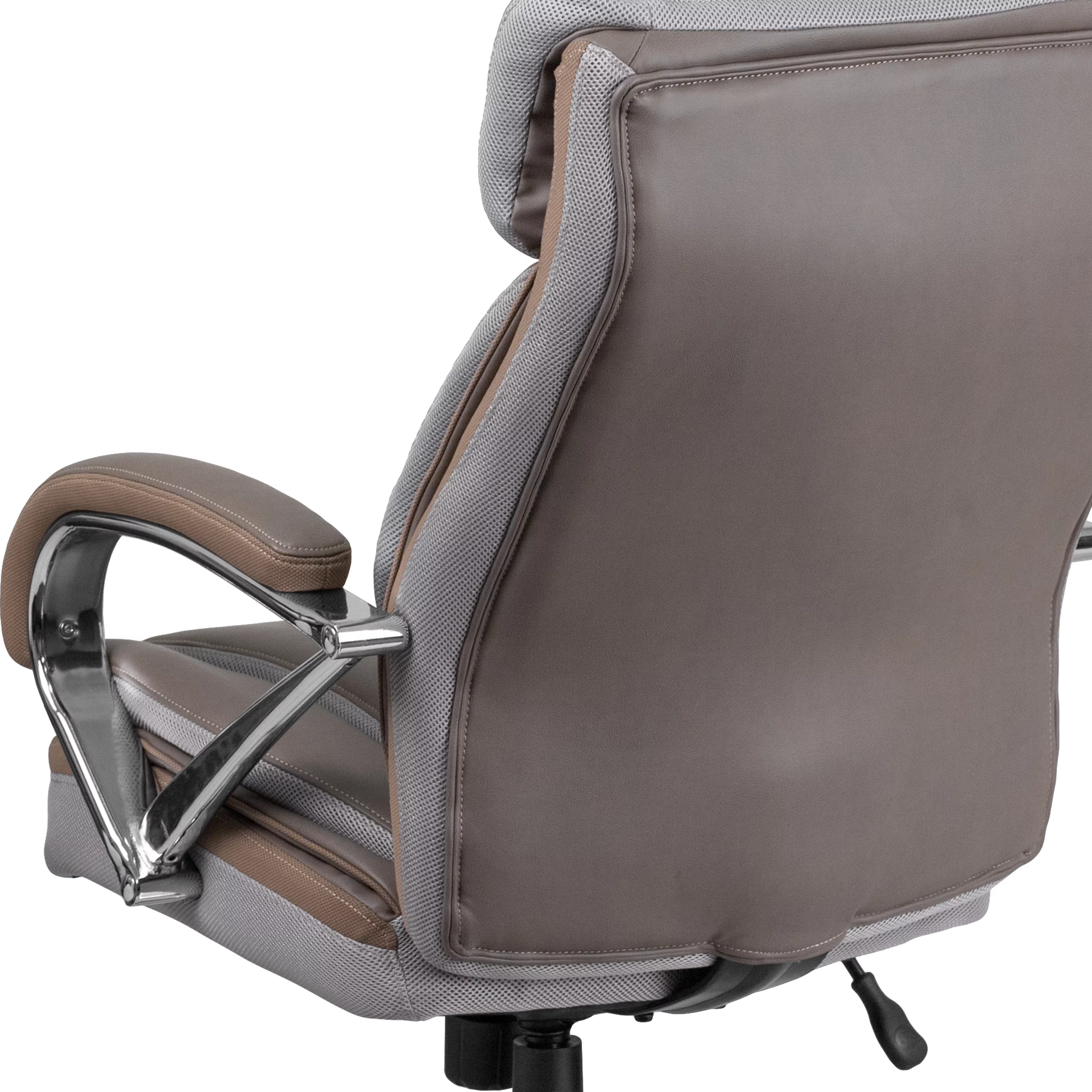 Emma + Oliver 500 lb. Big & Tall Taupe LeatherSoft Ergonomic Office Chair with Extra Wide Seat
