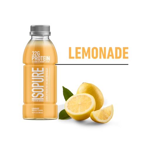 Isopure Zero Carb 32g Clear Protein Ready-to-Drink, Whey Protein Isolate, Blue Raspberry, 12 Pack (Packaging May Vary)