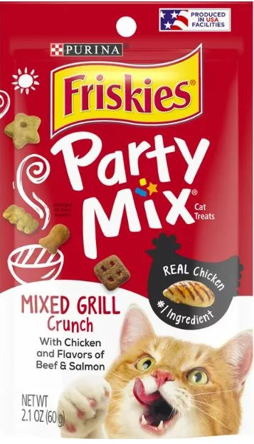 Friskies (5 Pack) Cat Treats, Party Mix Mixed Grill Crunch, 5 - 2.1 oz. Pouches