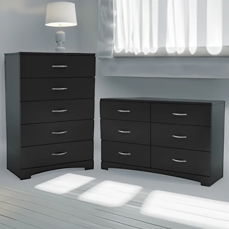 Home Square 2-Piece Set with 5-Drawer Chest and 6-Drawer Double Dresser