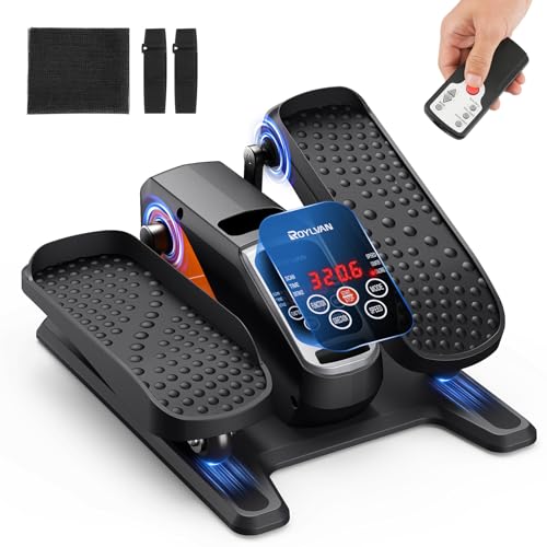 Elliptical Exercise Machine, Under Desk Ellipse Leg Exerciser for Home Office, Quiet Electric Seated Pedal Elliptical for Seniors with 12 Adjustable Speeds, Remoter, Footstraps