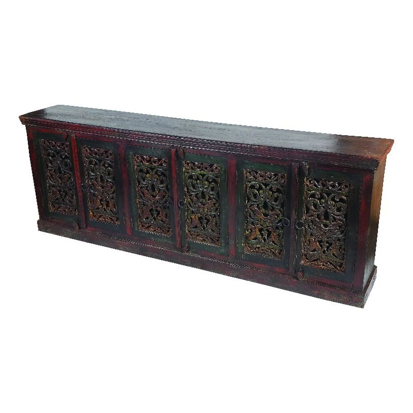 Arvada Mango Solid Wood 6 Door Hand-Carved Buffet in Brown