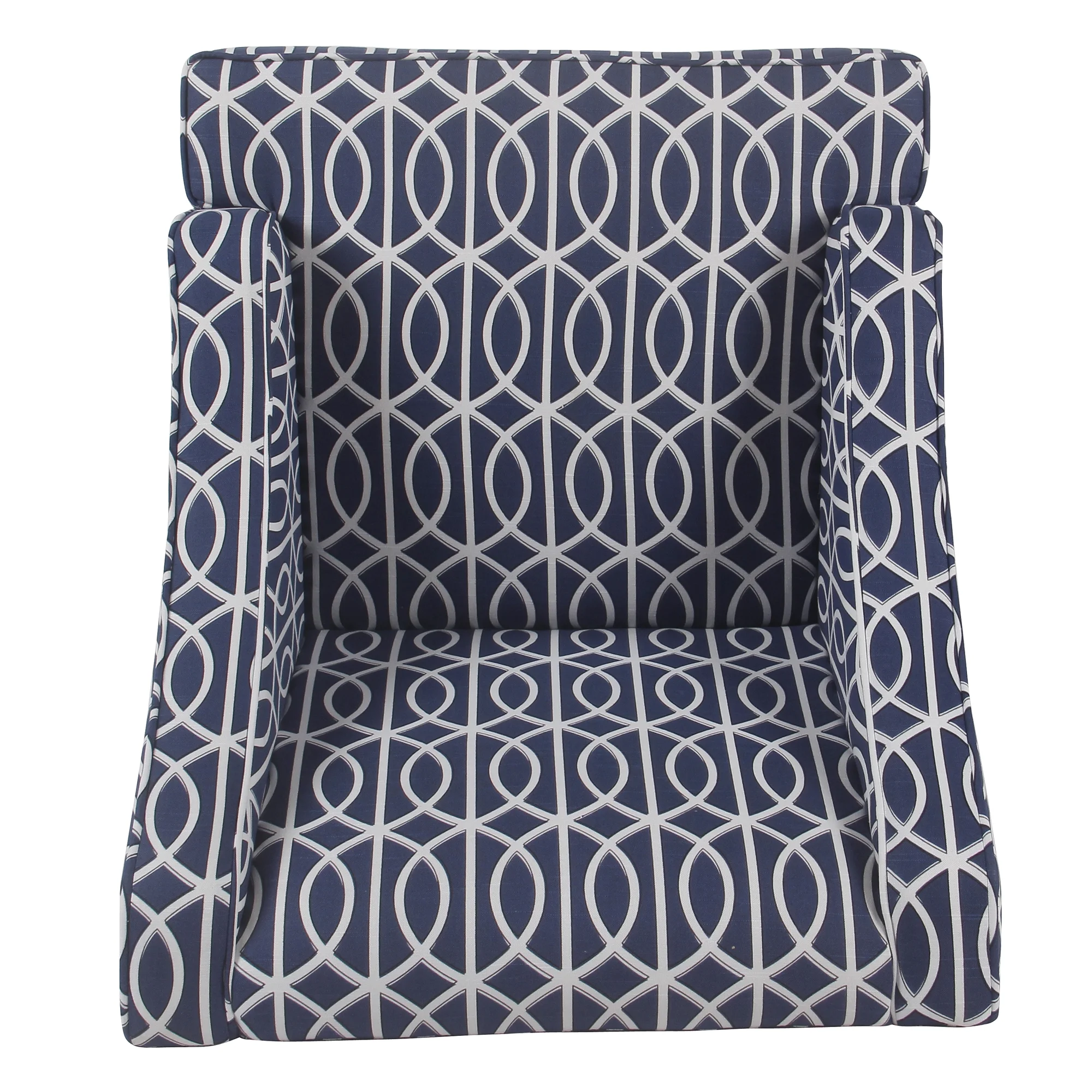 HomePop Classic Swoop Accent ArmChair - Cream and Blue Geometric