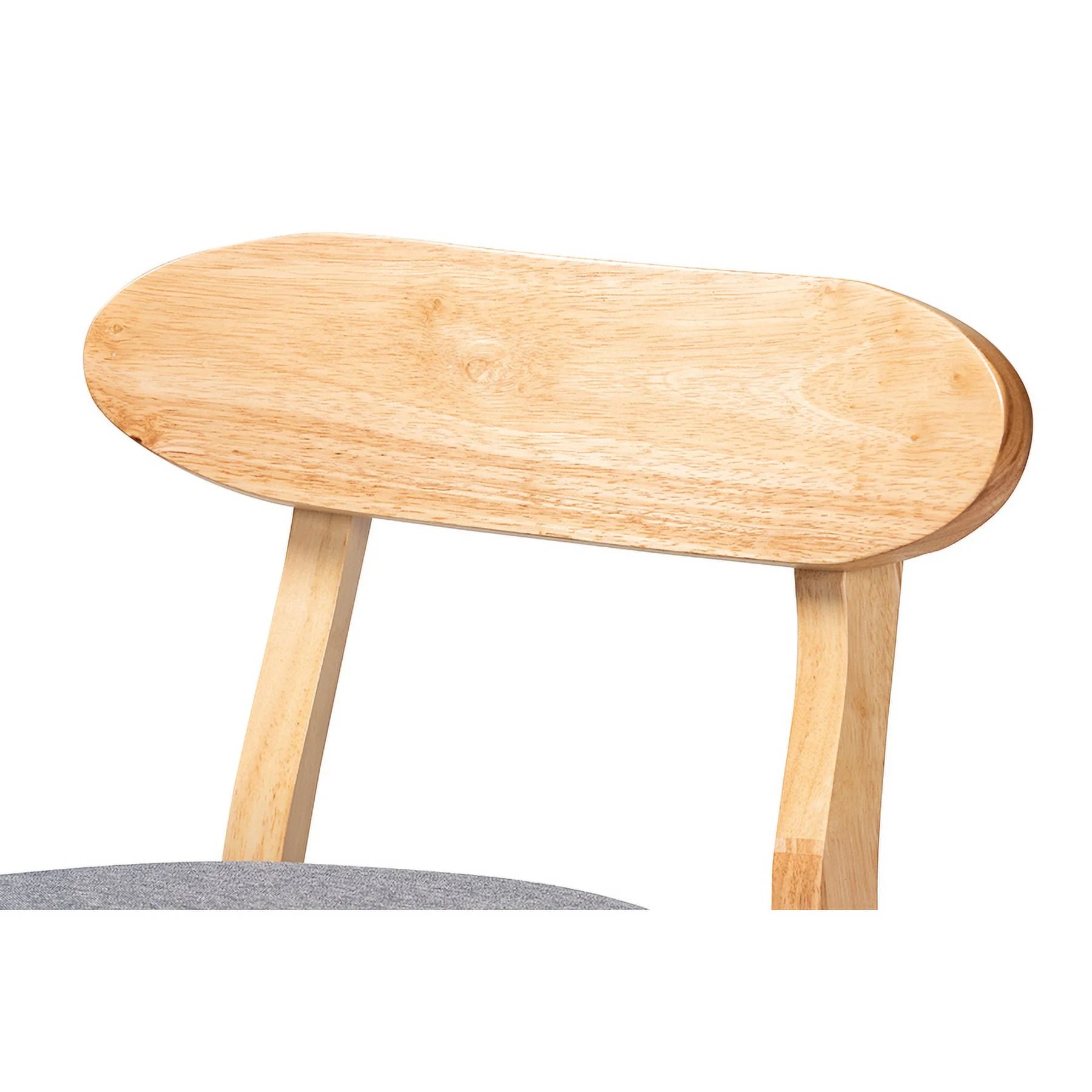 Baxton Studio Ulyana Mid-Century Modern Grey Fabric and Natural Brown Finished Wood 2-Piece Counter Stool Set