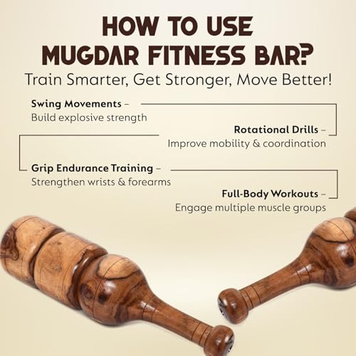 KNK MUGDAR FITNESS BAR INDIAN CLUB MUDGAR BHEEM MACE SHOULDER EQUIPMENT MEEL KARLA KATAI MUGDAL FITNESS DURABLE WOODEN EQUIPMENT