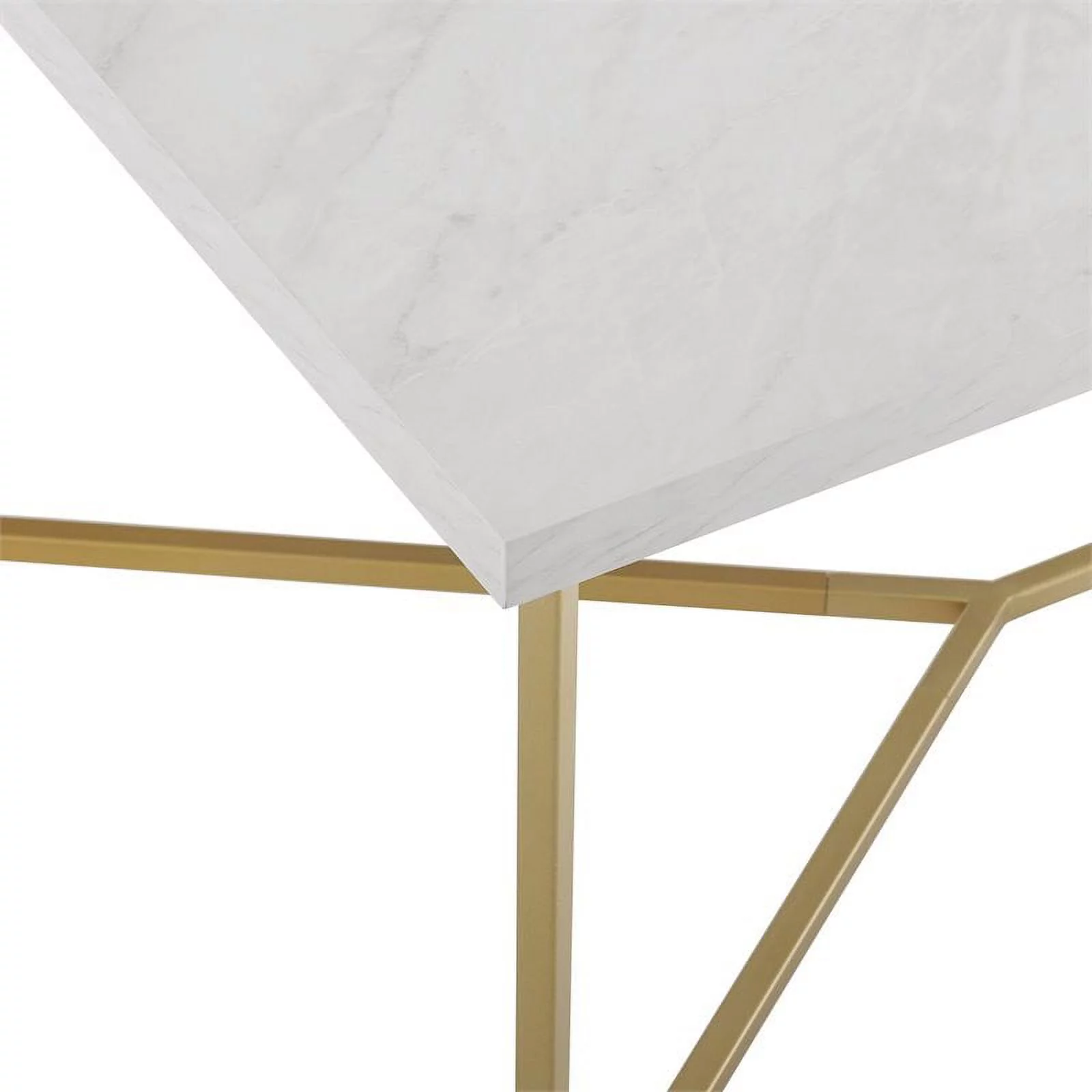 Walker Edison Rectangle Modern Faux Marble and Metal Coffee Table in White/Gold