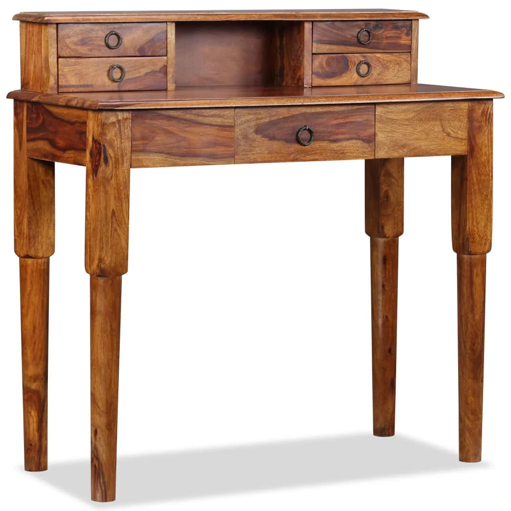 Dcenta Writing Desk with 5 Drawers Solid Sheesham Wood 35.4