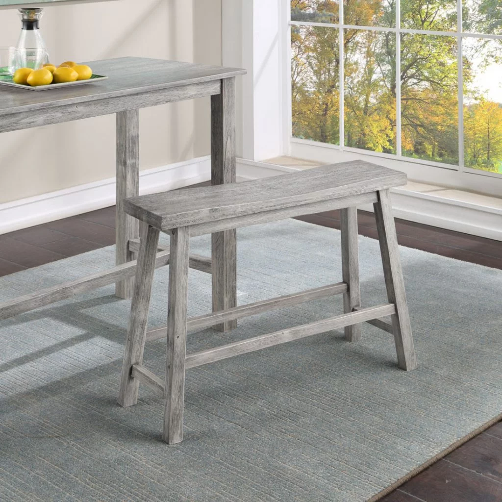 Boraam Sonoma 24in. Backless Wood Dining Bench - Storm Gray Wire-Brush Finish