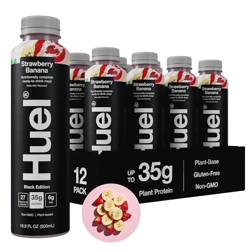 Huel Ready-to-Drink | Chocolate Meal Replacement Drink | High Protein Drink | Nutritionally Complete, Low Sugar, High Fiber, Plant Based, Vegan, Healthy | 20g Protein Per Bottle | 16.9 Fl Oz (12 Pack)