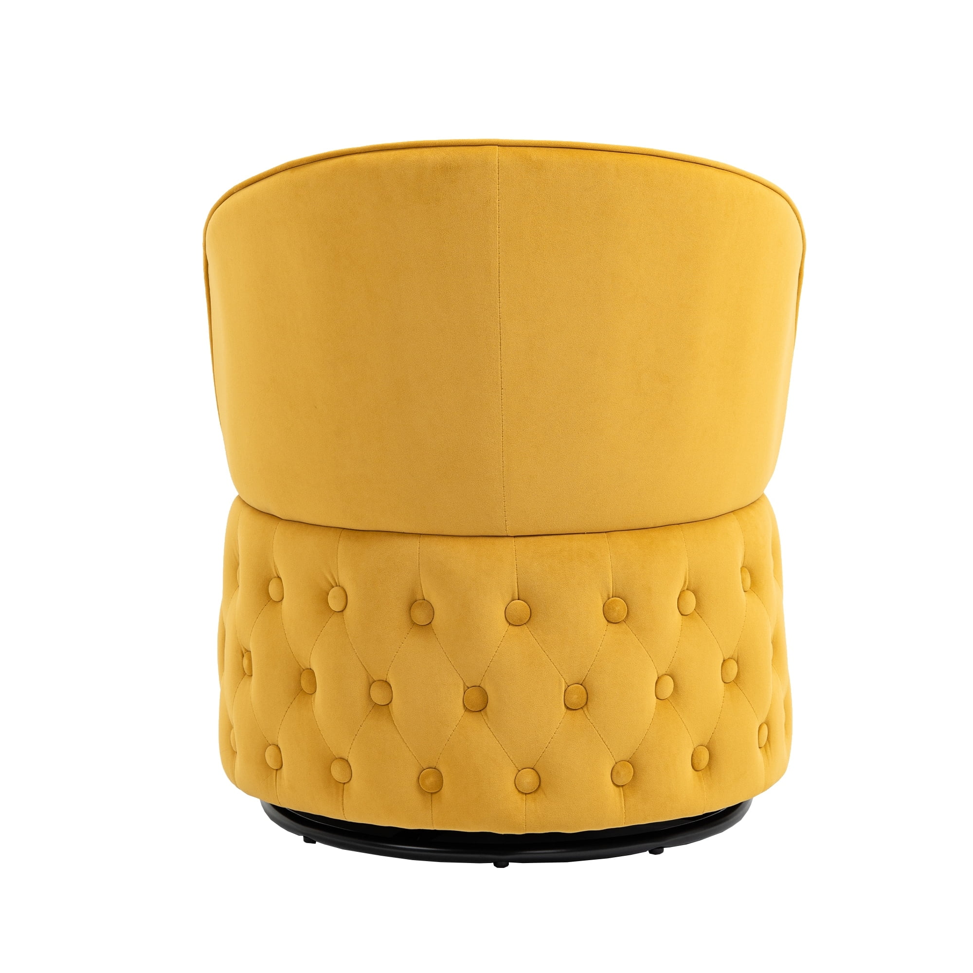 Velvet Upholstered 360 Degree Swivel Tufted Round Barrel Chair Yellow