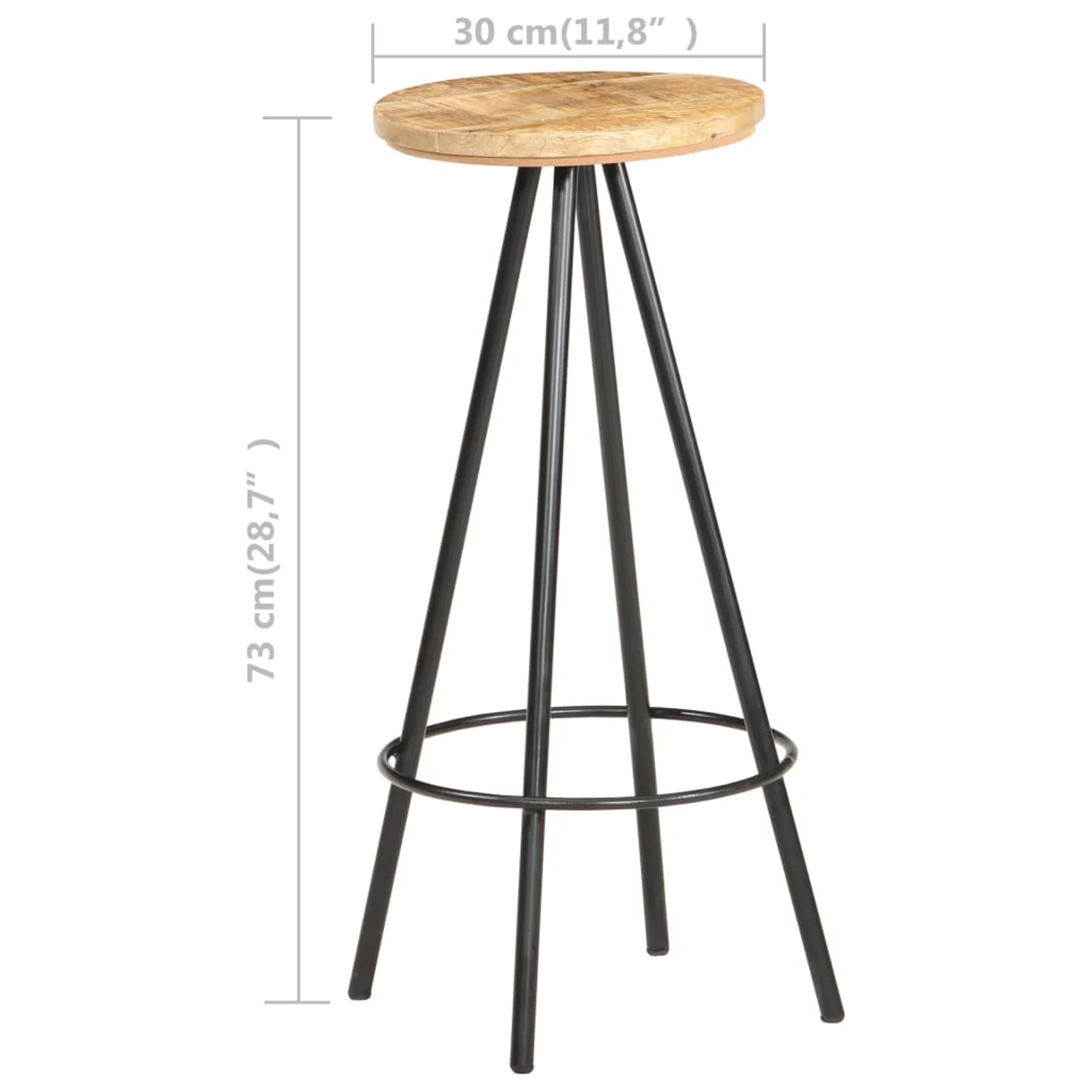 Suzicca Bar Stools 2 pcs Rough Mango Wood