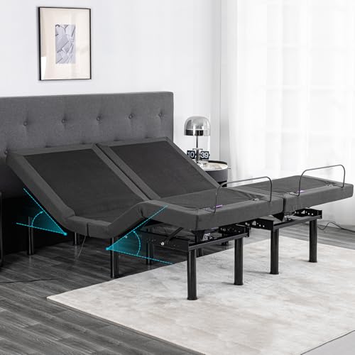 Twin XL Adjustable Beds with Thickened Frame, Adjustable Bed Base with Wireless Remote, Sturdy Metal Separate Head/Foot Lift, Easy Assembly Electric Smart Bed Frame